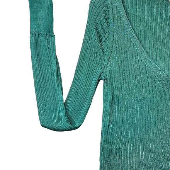 Free People Sweater Womens Small Green Ribbed V-Neck Long Sleeve Knit OB1361173 - Picture 11 of 13